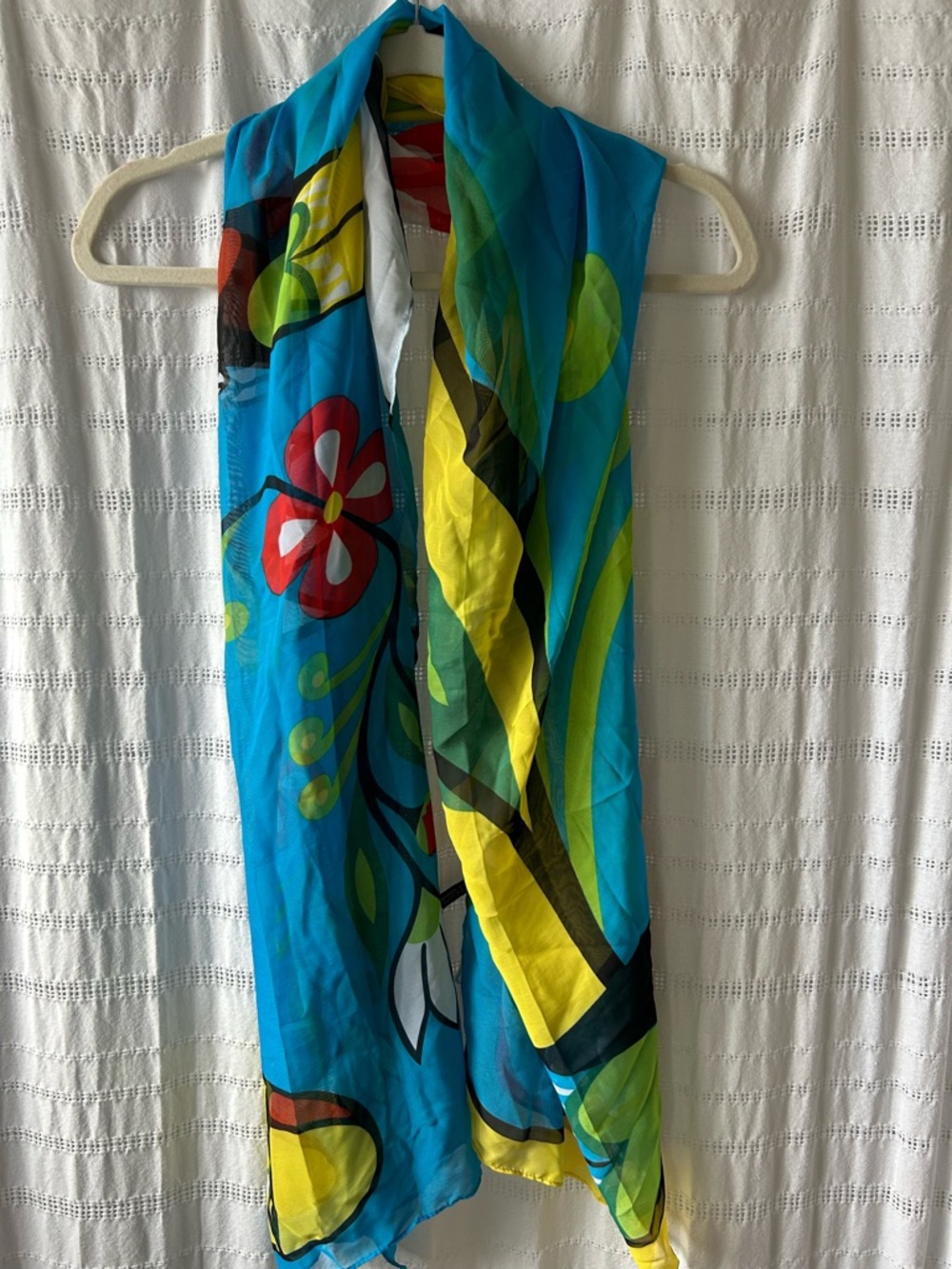 Indigenous Bright Multicolor Abstract Silky Scarf - Picture 3 of 7
